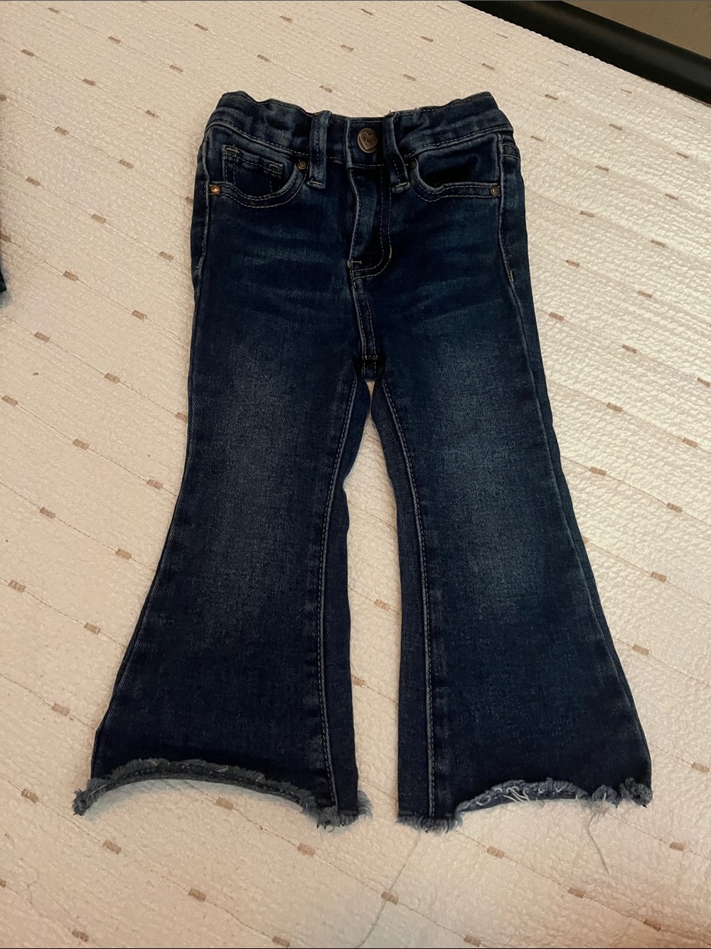 YMI Dark Blue Frayed Hem Flare Jeans for toddler girls size 2t